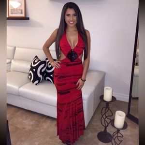 Red maxi dress/gown for wedding or event
